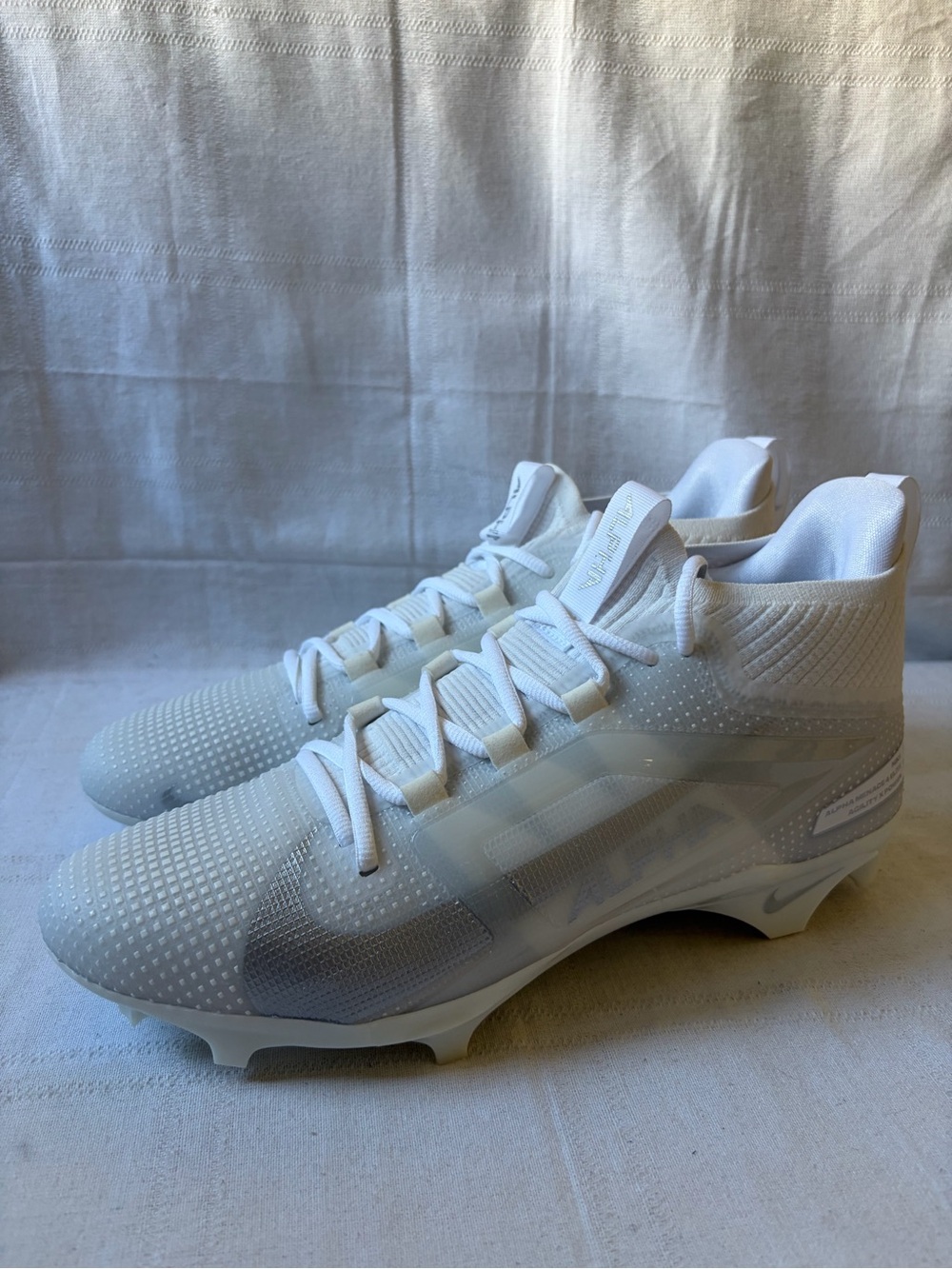 Nike Alpha Menace 4 Elite Football Cleats White Silver Size 12 FD7036-101
